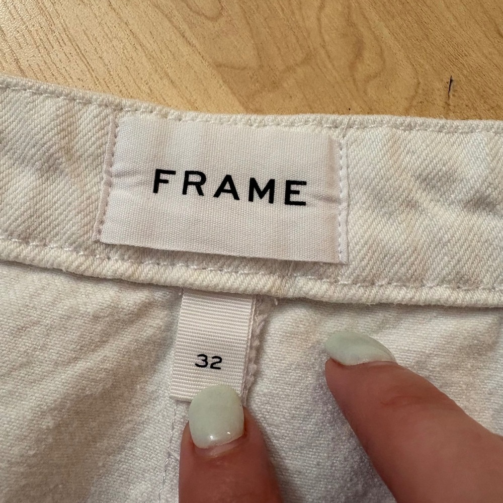 FRAME White The Sailor Snap High-Rise Denim Shorts Size 32‎ - Picture 6 of 11